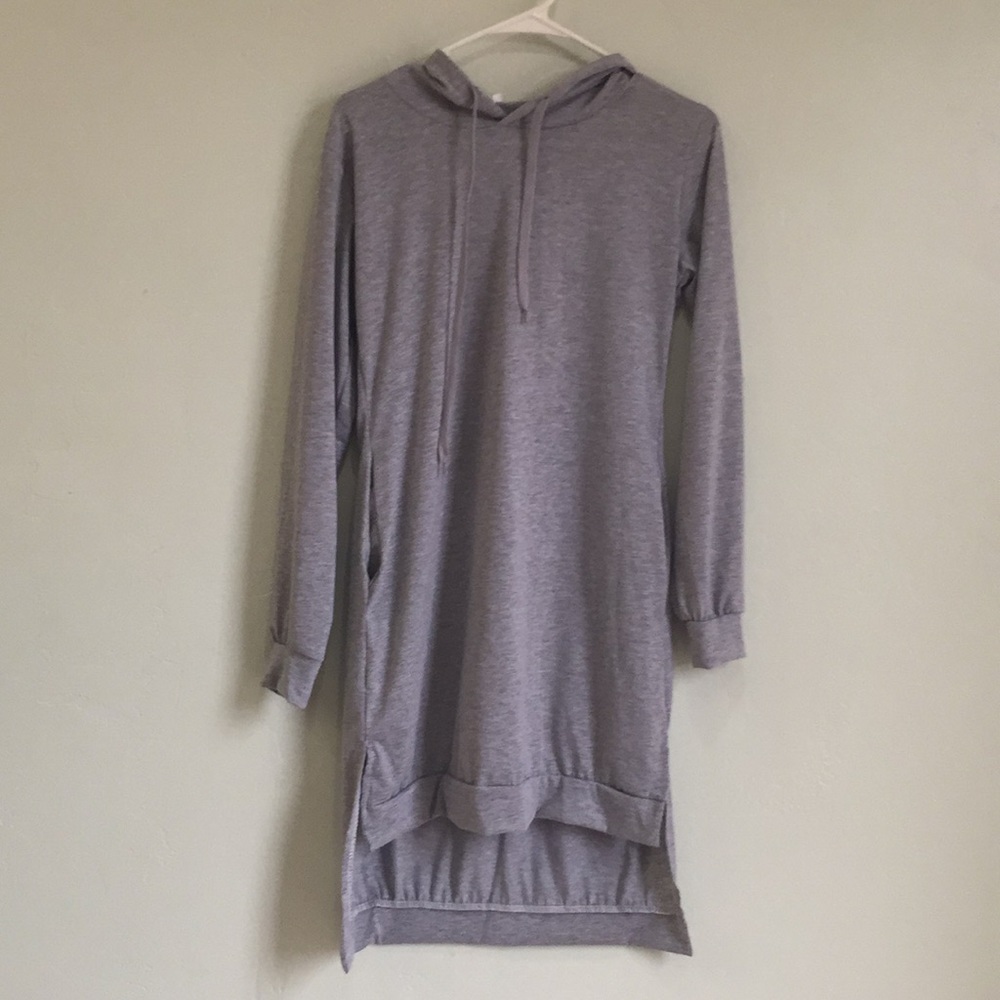 Grey long sleeved hoodie dress